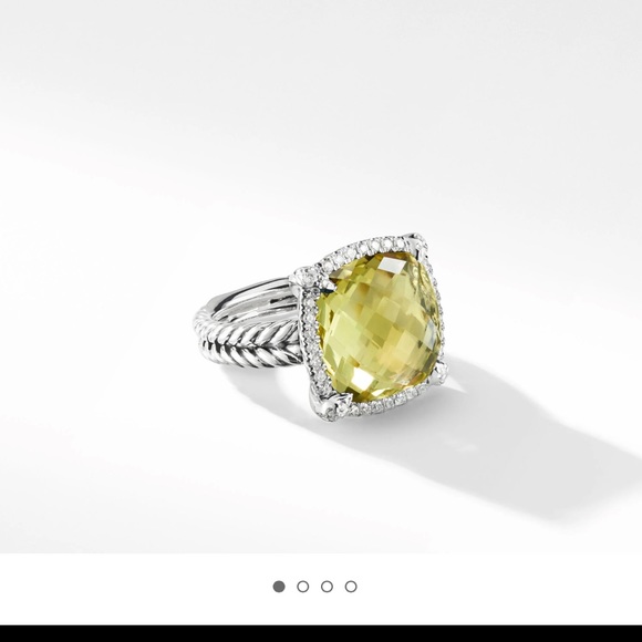 DAVID YURMAN Pavé Bezel Ring in Sterling Silver with Lemon Citrine and Diamonds - Picture 4 of 6